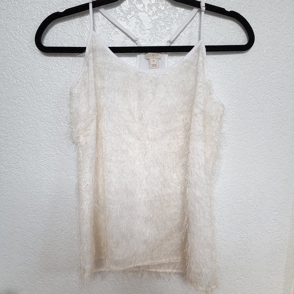 JCREW white feather sleeveless top size 00 New